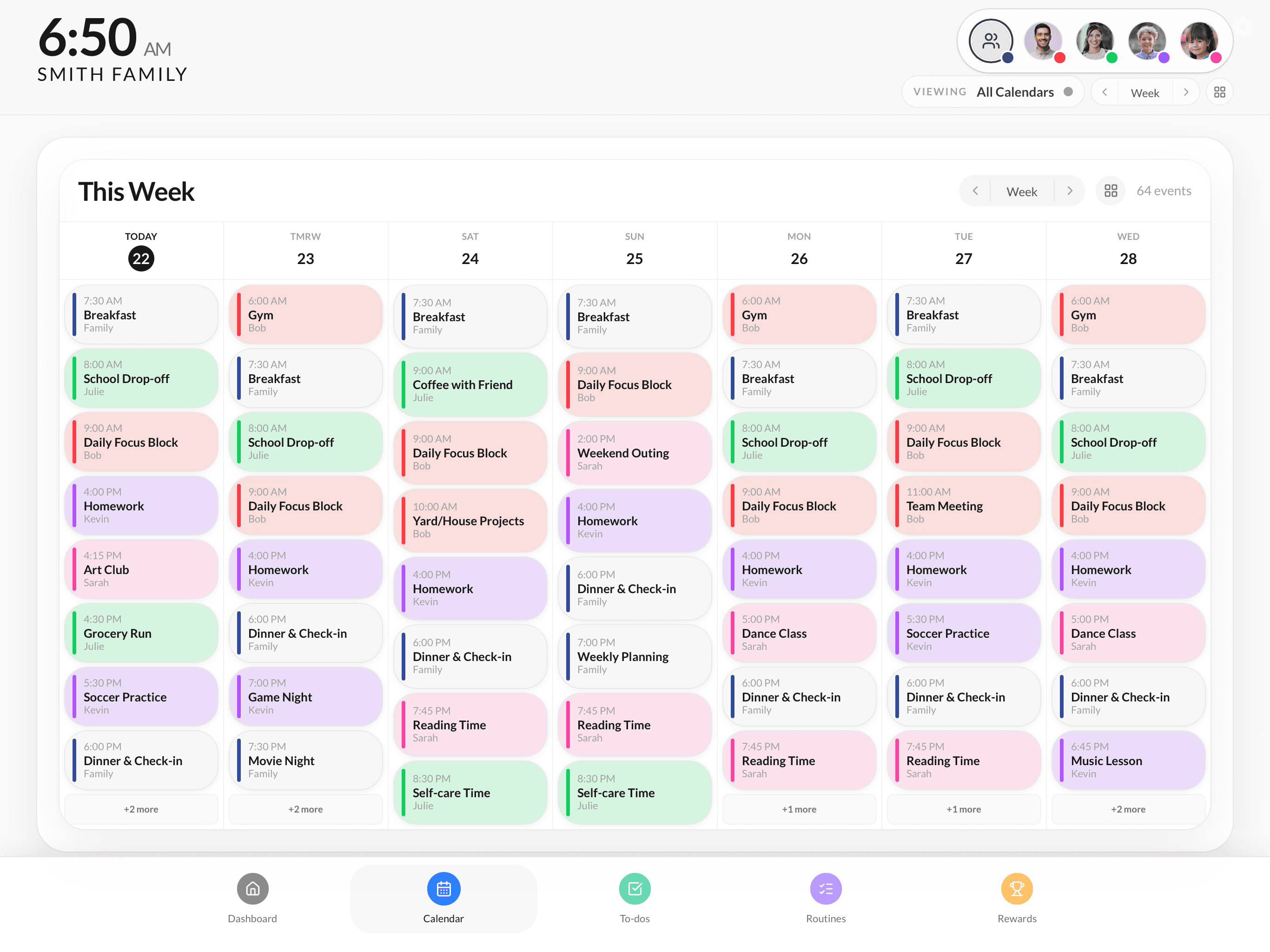 Week view on display